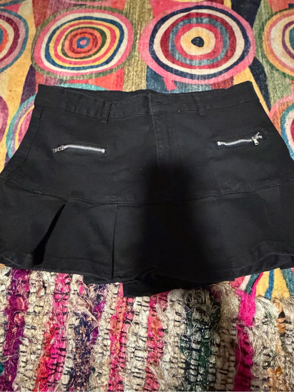Black Jean Ruffle-Hem Women's Skirt